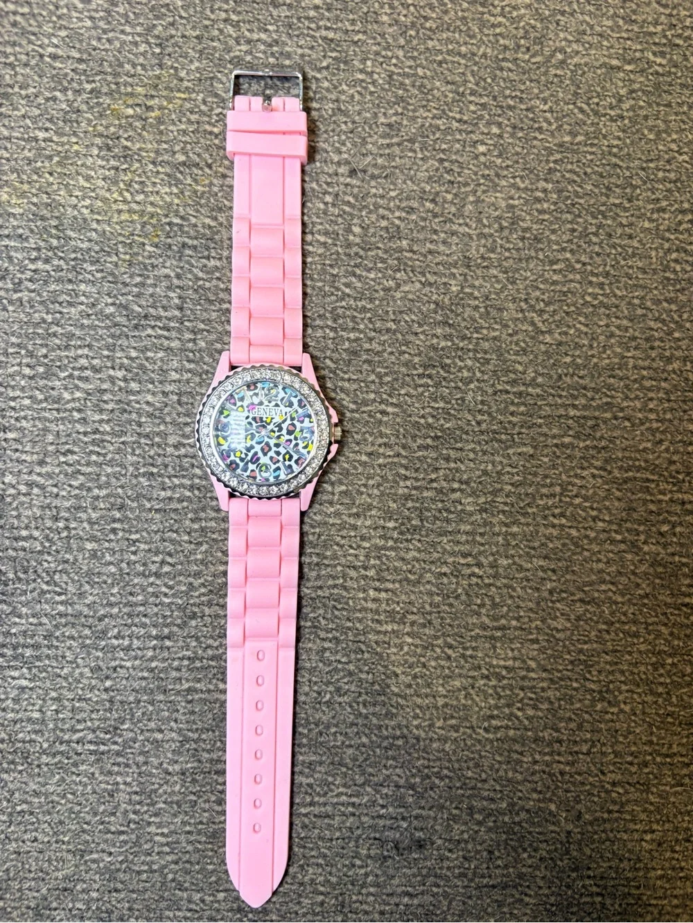 Geneva Purple, Blue, and Pink Silicone Strap Watches with Crystal Bezels